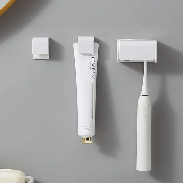 Wall-Mounted Toothbrush Holder, Toothpaste Storage Rack, Bath Organizer, Punch-Free, Bathroom Accessories, 1Pc 4