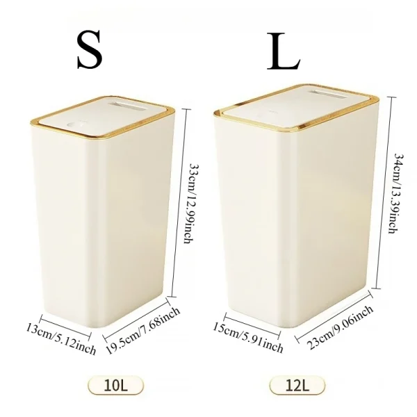 Compact Trash Can With Press Pop-Up Lid, Bathroom Toilet Bedroom Small Space Wastebasket, Dustproof Sanitary Garbage Bin 6