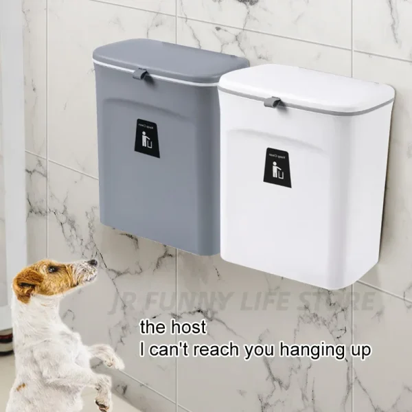 7/9L Wall Mounted Trash Can Household Galley Waste Bin Hanging Bathroom Trash Can With Lid Food Garbage Bin Kitchen Accessories 6