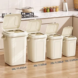 Large capacity kitchen garbage bin with high cover, modern style household living room garbage bin,courtyard outdoor garbage bin 1