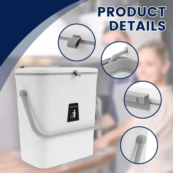 9L Wall Mounted Trash Can Kitchen Food Garbage Bin Cabinet Under Hanging Large Capacity Flip Type Sink Bathroom Waste Bin 3