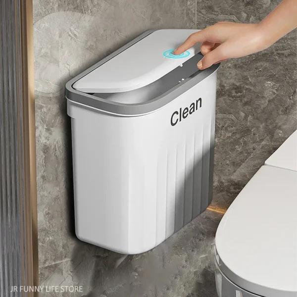 12/16L Press Type Wall Mounted Trash Can for Bathroom Toilet Garbage Bucket with Lid Kitchen Recycling Bin Hanging Wastebasket 1