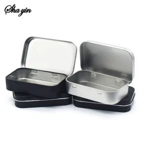 Metal Rectangular Empty Mini Tin Box Tinplate Push Candy Pill Cases Bins Jar Hinged Containers Small Organizer Storage Box 1