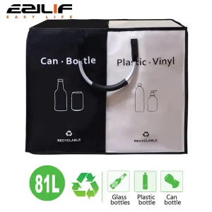 Collector Bins with 2 Compartments 81L Recycling Bins Odor-Resistant Recycle Bin Indoor Bottle Hamper for Home and Kitchen 1