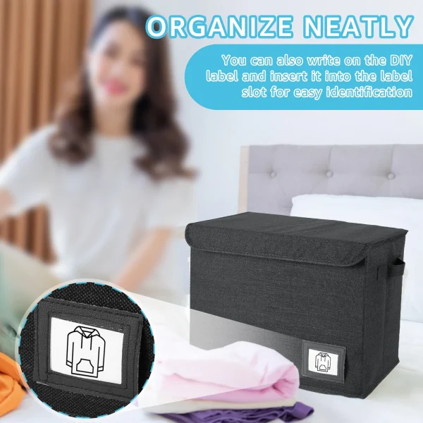 New Foldable Clothing Storage Box Washable Comic Book Storage Bin with Handle Enclosed Lid Multipurpose Organizer for HomeOffice 3