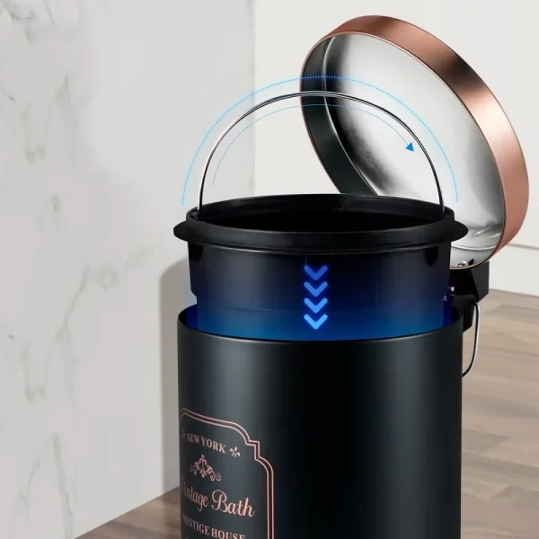 Small Trash Can with Lid & Step Pedal - 5L Round Garbage Bin with Removeable Inner Bucket - Garbage Can for Bathroom, Bedroom 3