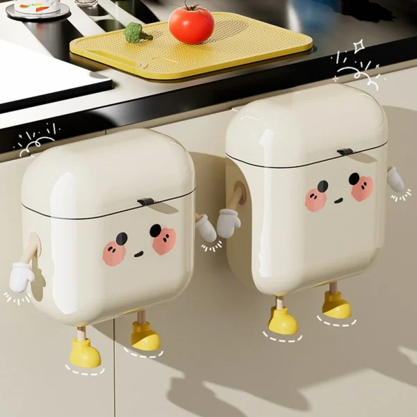 9/12L Hanging Trash Can For Kitchen Bathroom Made Of Durable ABS Plastic Easy To Clean Top Cover Prevents Odors Bin Smooth New 4