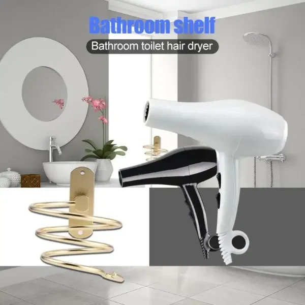 Wall-mounted Hair Dryer Holder Hairdressing Blower Bracket Hanging bathroom Shelf Storage Rack Holder Hanger Accessories Shelves 5