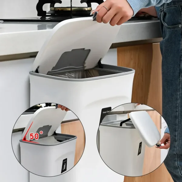 Wall Mounted Trash Can Household Galley Waste Bin Hanging Bathroom Trash Can With Lid Food Garbage Bin Kitchen Accessories 7/9L 4