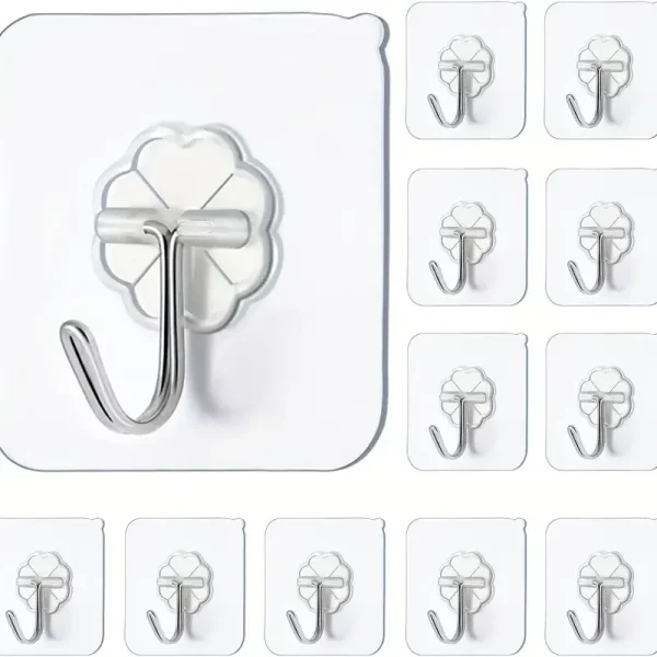 Transparent Self Adhesive Wall Hooks Heavy Duty Multi-Purpose Wall Hook Key Holder Towel Holder For Kitchen Bathroom Accessories 2