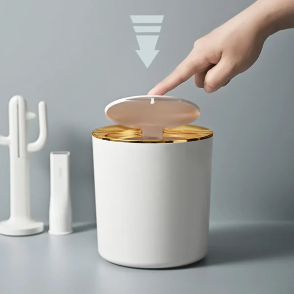 Small Round Plastic Trash Can Wastebasket Garbage Container Bin with Swing Top Lid Garbage Bucket for Bathrooms Kitchens Drop 5