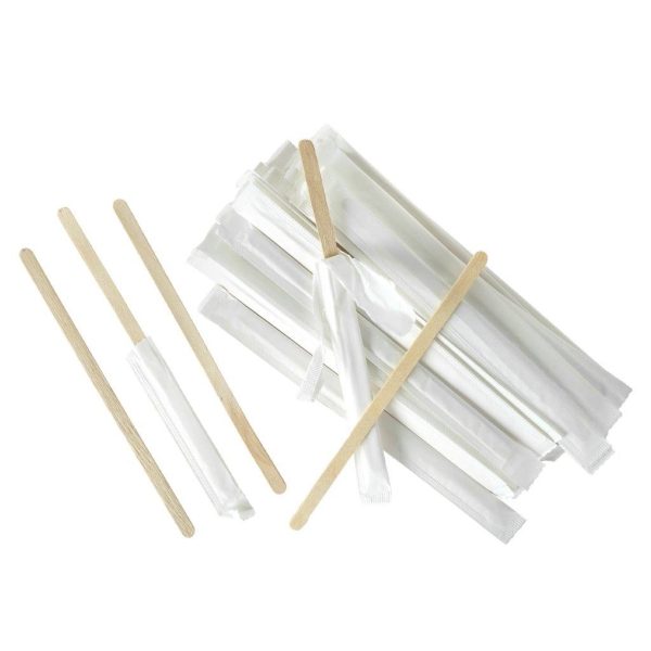 Individually Wrapped Wood Stir Sticks - 14 cm (100 pcs)