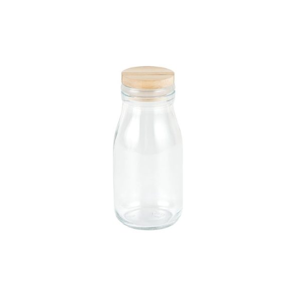 Round Glass Bottle With Wooden Lid - 200 ml (1 pcs)