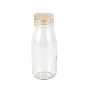 Round Glass Bottle With Wooden Lid - 250 ml (1 pcs)