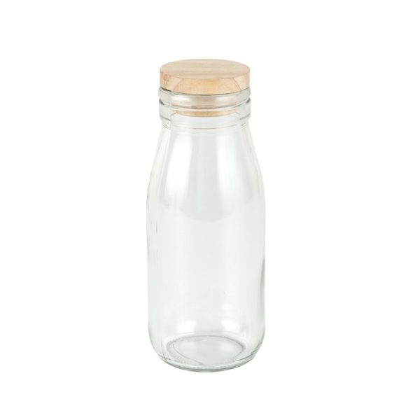 Round Glass Bottle With Wooden Lid - 250 ml (1 pcs)