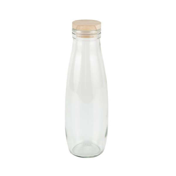 Round Glass Bottle With Wooden Lid - 480 ml (1 pcs)