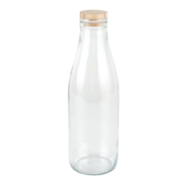 Round Glass Bottle With Wooden Lid - 950 ml (1 pcs)
