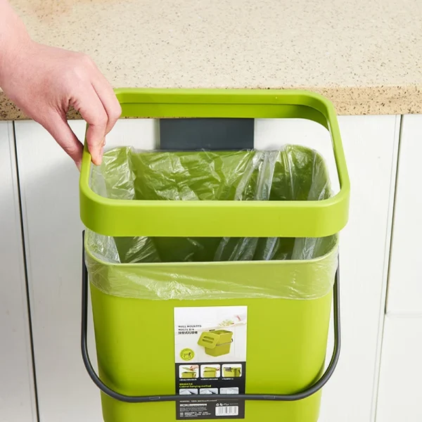 5L 4 Colors Hanging Trash Can With Lid Under Sink For Kitchen Food Waste Bin Compost Bin Wall Mounted Storage Bucket Garbage Bin 3