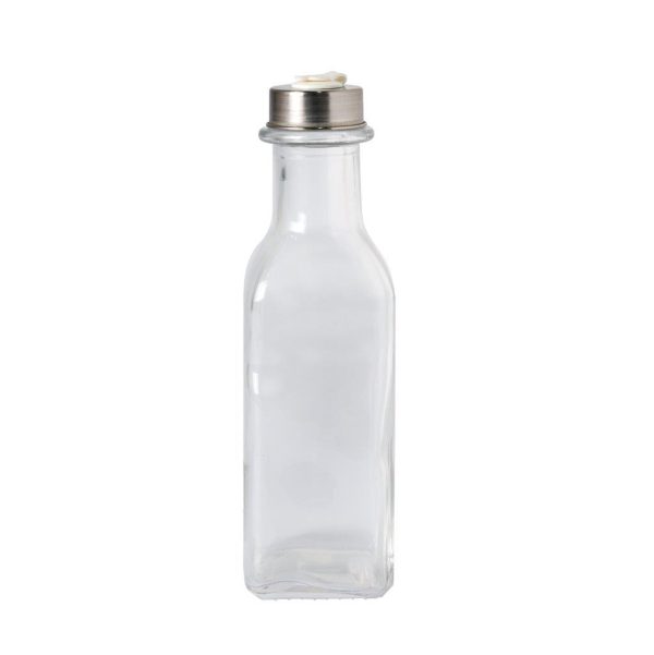 Clear Glass Sqaure Bottle With Steel Cap - 200 ml (1 pcs)