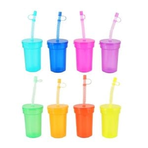 Fun Neon Colored Straw Cups (8 pcs)