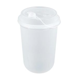 Frosted Plastic U Cup With Attached Stopper - 16oz (25 pcs)