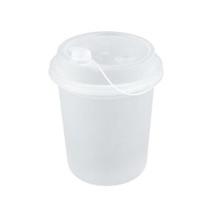 Frosted Plastic U Cup With Attached Stopper - 12oz (25 pcs)