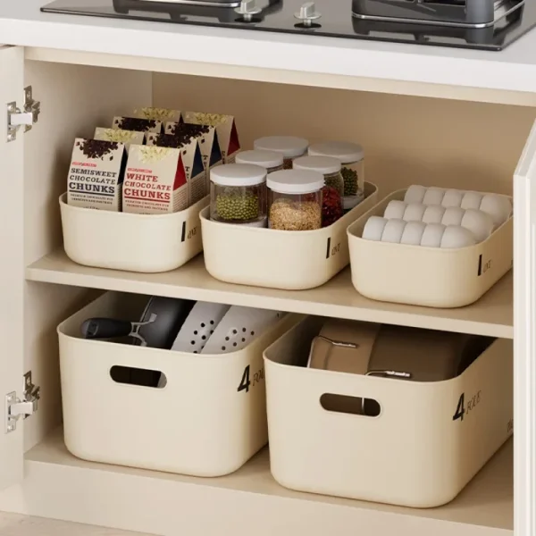 Stackable Storage Box with Lid Dustproof Cosmetics Clothing Grocery Storage Trunk Snack Storage Container Toy Storage Bin Basket 5