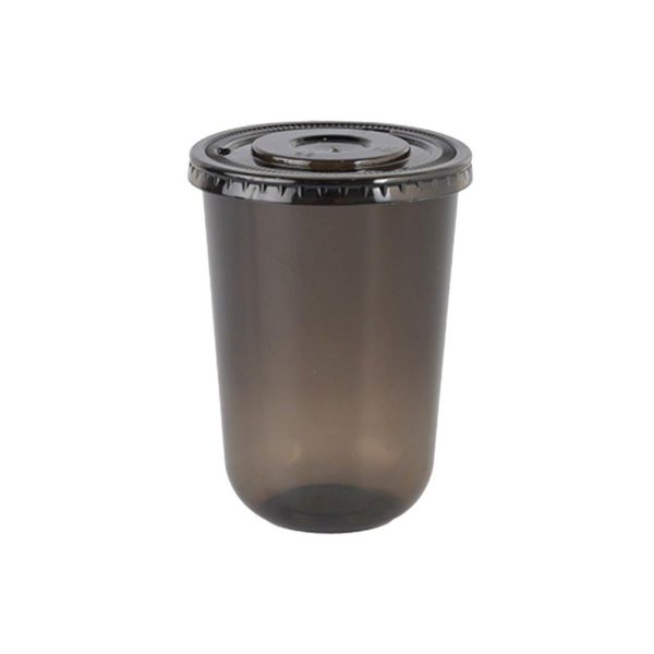 Black Plastic U Cup With Flat Lid - 16 oz (50 pcs)