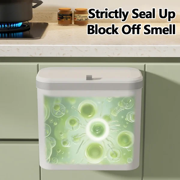 ONEKA 14L Kitchen Trash Can With Lid Hanging Trash Bin Garbage Can for Cabinet Cupboard Under Sink Compost Bin 3