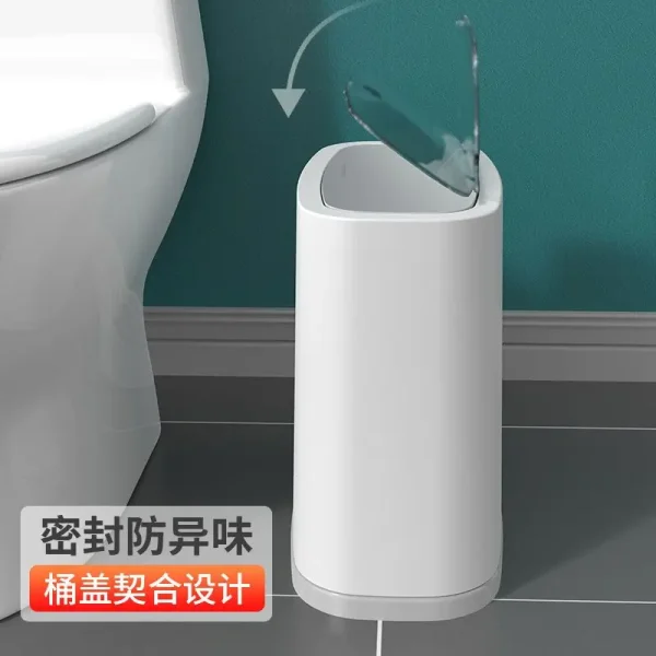 13L Toilet Trash Bins Home Trash Can Kicthen Bathroom Toilet Sewn with Lid Trash Can Practical Light Luxury Bedroom Trash Bin 2