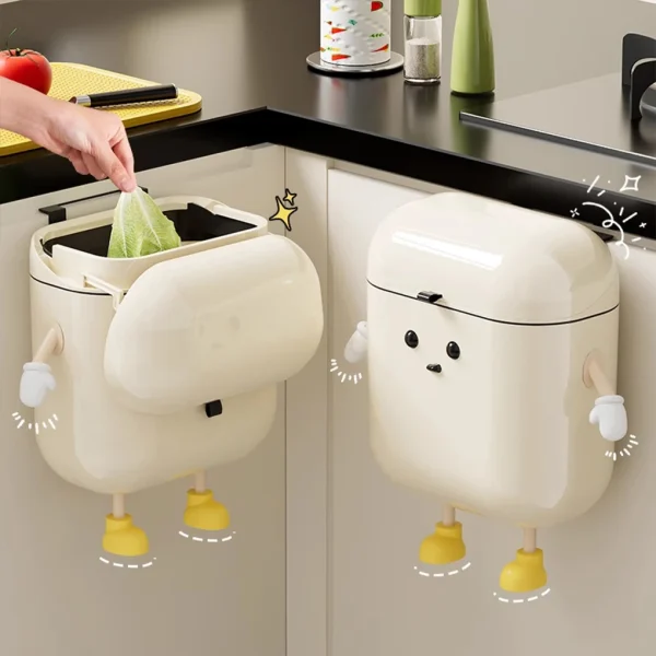 9/12L Hanging Trash Can For Kitchen Bathroom Made Of Durable ABS Plastic Easy To Clean Top Cover Prevents Odors Bin Smooth New 5