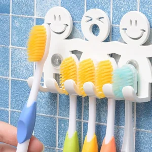 1Pc Toothbrush Holder Wall Mounted Suction Cup 5 Position Cute Cartoon Smile Bathroom Sets Bathroom Accessories 1