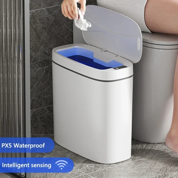 Smart Trash Can Automatic Sensor Garbage Can 14L For Bathroom Kitchen Toilet Garbage Waterproof Trash Bin Garbage Tin Smart Home 1