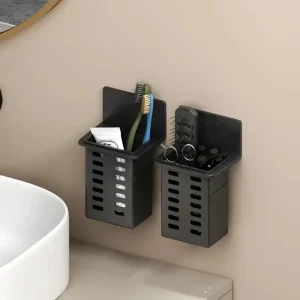 ​2PCS Wall Mounted Toothbrush Holder Set for Bathroom Spoon Fork Organizer Kitchen Space Saving Storage Rack with Adhesive​ 1