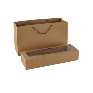 Kraft Set of Paper Bag and Window Box - 24x43x15 cm (1 set)