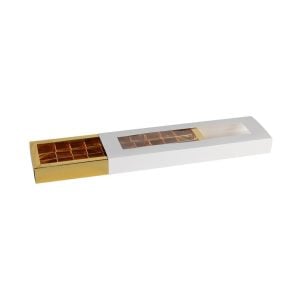 White and Gold Sleeve Box with Window - 40x12x4 cm (1 pcs)