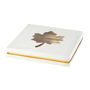 Square Leaf Design White And Gold Box - 25x25x3 cm (1 pcs)