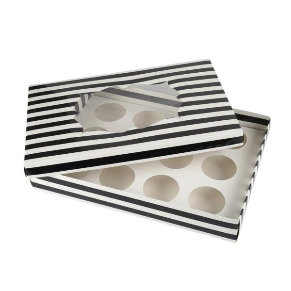 12 Cups Box With Window - Black Stripes (1 pcs)