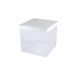 Acrylic Clear Box with White Lid - 15 x 15 x 15 cm (1 pcs)