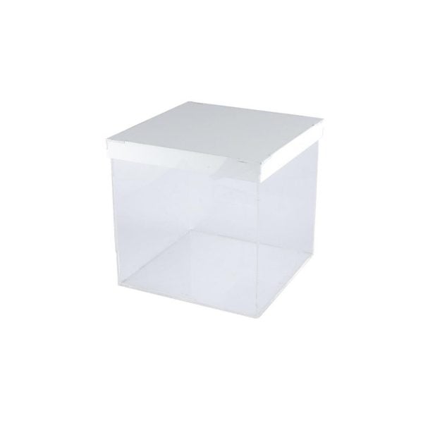 Acrylic Clear Box with White Lid - 15 x 15 x 15 cm (1 pcs)