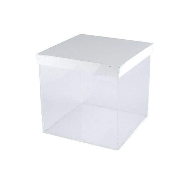 Acrylic Clear Box with White Lid - 25 x 25 x 25 cm (1 pcs)