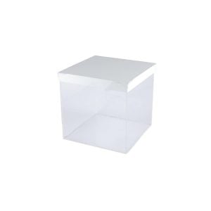Acrylic Clear Box with White Lid - 10 x 10 x 10 cm (1 pcs)
