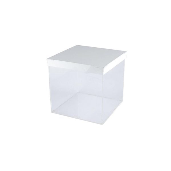 Acrylic Clear Box with White Lid - 10 x 10 x 10 cm (1 pcs)