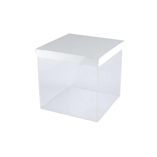 Acrylic Clear Box with White Lid - 20 x 20 x 20 cm (1 pcs)