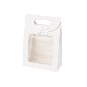 White Gift Window Box with Bow - 20x14x7 cm (1 pcs)