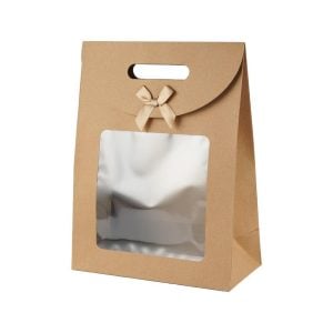 Kraft Gift Window Box With Bow Large - 32 x 24 x 1 2 cm (1 pcs)