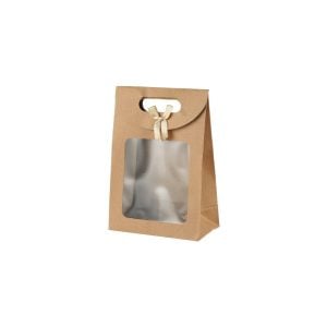 Kraft Gift Window Box With Bow, Small - 21 x 1 4 x 7 cm (1 pcs)