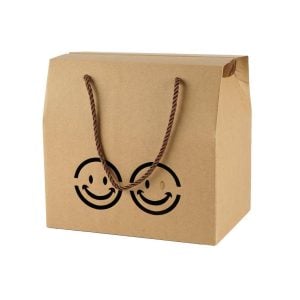 Smiley Face Kraft Box With Rope, Large - 23 x 22 x 16 cm (1 pcs)