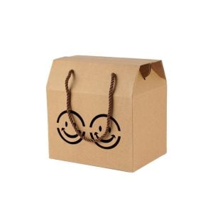 Smiley Face Kraft Box With Rope, Medium - 20 x 19 x 14 cm (1 pcs)