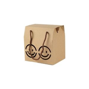 Smiley Face Kraft Box With Rope, Small - 17 x 16 x 12 cm (1 pcs)